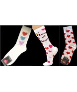 Women Girl Funky Novelty Red/Pastel Valentine HEART Love Print Crew Sock... - £3.69 GBP+