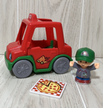 Fisher-Price Little People Pizza delivery driver figure red car 1 pizza set - $8.90