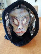 Classic Alien Wide Eyed Hooded Space Character Latex Face Mask with hood area 51 - £31.13 GBP
