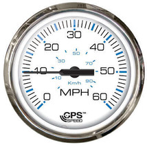 Faria Chesapeake White SS 4&quot; Studded Speedometer - 60MPH (GPS) [33839] - £108.91 GBP