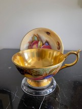 Aynsley Gold Orchard Fruit Footed Tea Cup &amp; Saucer Signed by D. Jones - £232.76 GBP