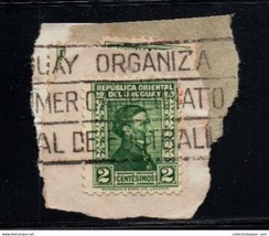 Original 1930 Uruguay 1st Soccer Football World Cup postmark II on fragments &quot; U - £73.91 GBP