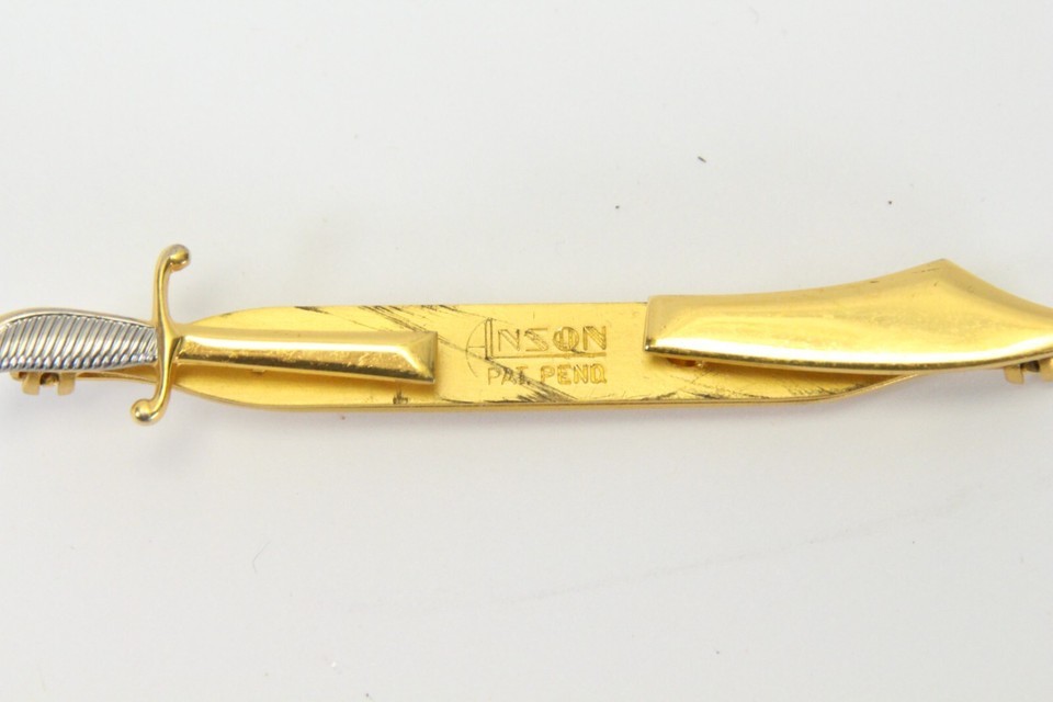 Anson Gold Tone Sword Tie Clip Split Folding Sword Circa 1950s Item image 2