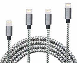 NIP 4-Piece iPhone 7/6/5 Lightning USB 3&#39;, 6&#39;, 10&#39; Braided Nylon Chargin... - $12.82