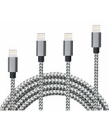 NIP 4-Piece iPhone 7/6/5 Lightning USB 3&#39;, 6&#39;, 10&#39; Braided Nylon Chargin... - £10.22 GBP