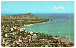 Aerial View Postcard of Wakiki &amp; Diamond Head Hawaii Postcard - £6.17 GBP