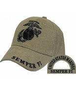 Us Marine Corps Semper Fi Khaki Cover Usmc Hat - Ega Coyote Brown Baseba... - £28.73 GBP