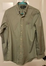 Ralph Lauren Custom Fit Men&#39;s Oxford Shirt Sz S Striped Green White LS  - £11.56 GBP
