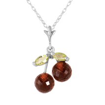 Galaxy Gold GG 14k 18&quot; White Gold Natural Garnet and Peridot Pendant Nec... - £186.62 GBP