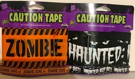 Halloween Decor Lot Of 2 - 50’ Each ZOMBIE ZONE &amp; HAUNTED KEEP OUT Cauti... - $9.94