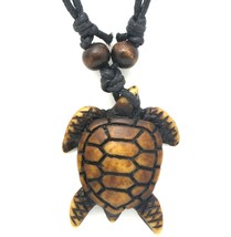 Adjustable Necklace With Brown Sea Turtle Tribal Pendant - £7.90 GBP