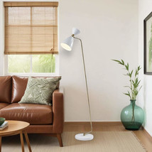 59&quot; Brass Task Floor Lamp With White Metal Cone Shade - £155.31 GBP