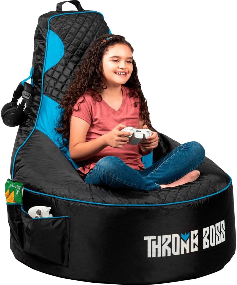 Throne Boss Gaming Bean Bag Chair For Kids [Cover Only No Filling] -, Bl... - $77.98