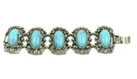 Vintage Faux Turquoise Cabochon Bracelet - £9.29 GBP