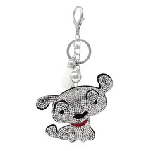 Bling Crystal Cute Puppy Dog Tassel Keychain Bag Charm - $13.86