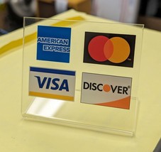 Acrylic Countertop Accept Credit Card Register Sign Visa Mastercard Stan... - £5.70 GBP