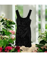 Melinda Eng Cocktail Sheath Dress Size 4 Black 100% Silk Pleated Ruffles... - $1,157.22 MXN