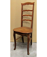 Antique Oak Three Slat Ladder Back Tear Drop Seat Side Chair  - €343,24 EUR