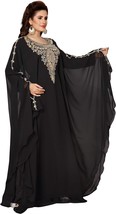 Black Stylish Kaftan Maxi farasha Abaya Dress Moroccan Dubai Fancy Long Gown - £52.31 GBP