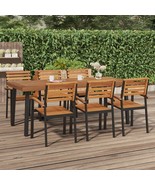  Garden Table Wood and Metal Solid acacia wood, powder-coated metal - $355.99