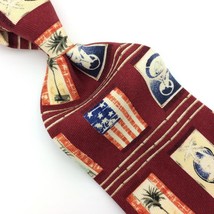 Tommy Bahama Usa Tie Red Beige Blue Us Flag Palm Tree Stripe Silk Necktie #I22 - £23.48 GBP