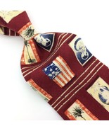 Tommy Bahama Usa Tie Red Beige Blue Us Flag Palm Tree Stripe Silk Neckti... - £23.22 GBP