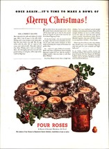 1936 Four Roses Whiskey: Make a Bowl of eggnog Merry Christmas Vintage Print Ad - £19.22 GBP