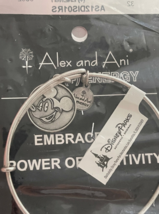 Disney Alex and Ani Mickey Mouse Silver Color Bangle Bracelet NEW image 2