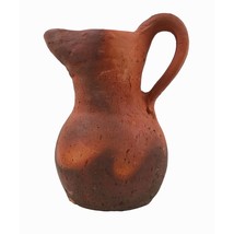 Vintage Native American Inspired Stoneware Pitcher Pottery Motif Orange Clay - £30.25 GBP