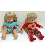 American Girl BITTY BABY Twins Dolls Boy &amp; Girl Blonde Hair Blue Eyes w/... - £98.17 GBP