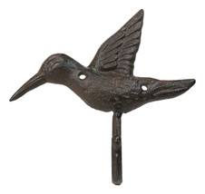 Set Of 2 Rustic Whimsical Cast Iron Hummingbird Wall Coat Towel Keys Hoo... - $409.89 MXN
