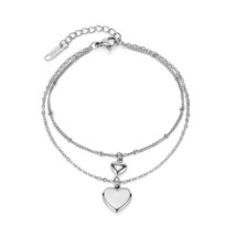 Dongguan Street Shot Double Layer Chain Bracelet Stainless Steel Heart Bracelet  - £9.43 GBP