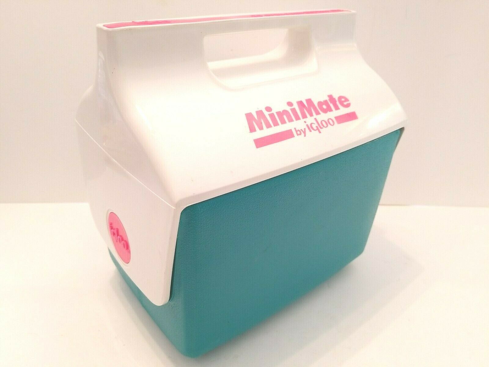 Primary image for Mini Mate Igloo Cooler VTG 1992 Retro Hot Pink Neon Teal Camp Hunt Fish Ice Box
