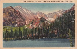Bear Lake Long&#39;s Peak Rocky Mountain National Park Colorado CO Postcard D41 - £2.35 GBP