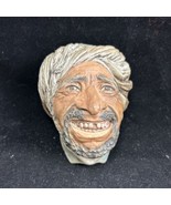 Chalk ware Head Wall Hanging Vintage Man W Turban and Missing Front Tooth - $26.88 CAD