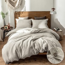 100% Linen Duvet Cover Set, 3 Piece Belgian Flax Breathable Bedding, King Size-1 - £180.14 GBP