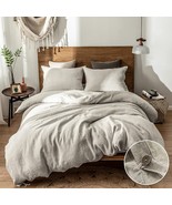 100% Linen Duvet Cover Set, 3 Piece Belgian Flax Breathable Bedding, Kin... - £178.25 GBP