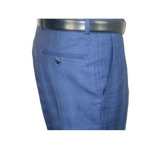 Men Suit By Renoir Window pane English Plaid Slim Fit Side Vents Fit 291-20 Blue image 7