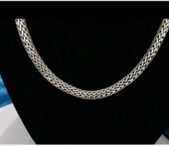 925 Sterling Silver 8 mm Wide 16&quot;in Choker Woven Necklace Free Shipping - £189.61 GBP