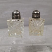 Mini Salt &amp; Pepper Formal Petite Small Shaker Set Clear Etched Glass  - $5.00