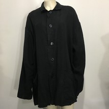 Flax Angelheart L-XL Black Slouchy Oversize Linen Jacket Vintage - $63.21