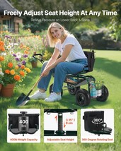Rolling Garden Cart with Swivel Seat Backrest Toolbox Wheel Extendable H... - $233.52 CAD