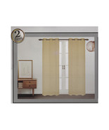  Tan Sheer Curtains Drapes   with Grommets 2 panel set Almond 76x84 drapes - $36.71