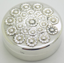 Vintage Italian Handmade Genuine Silver Daisy Decorated Pill Snuff Trinket Box - £28.92 GBP