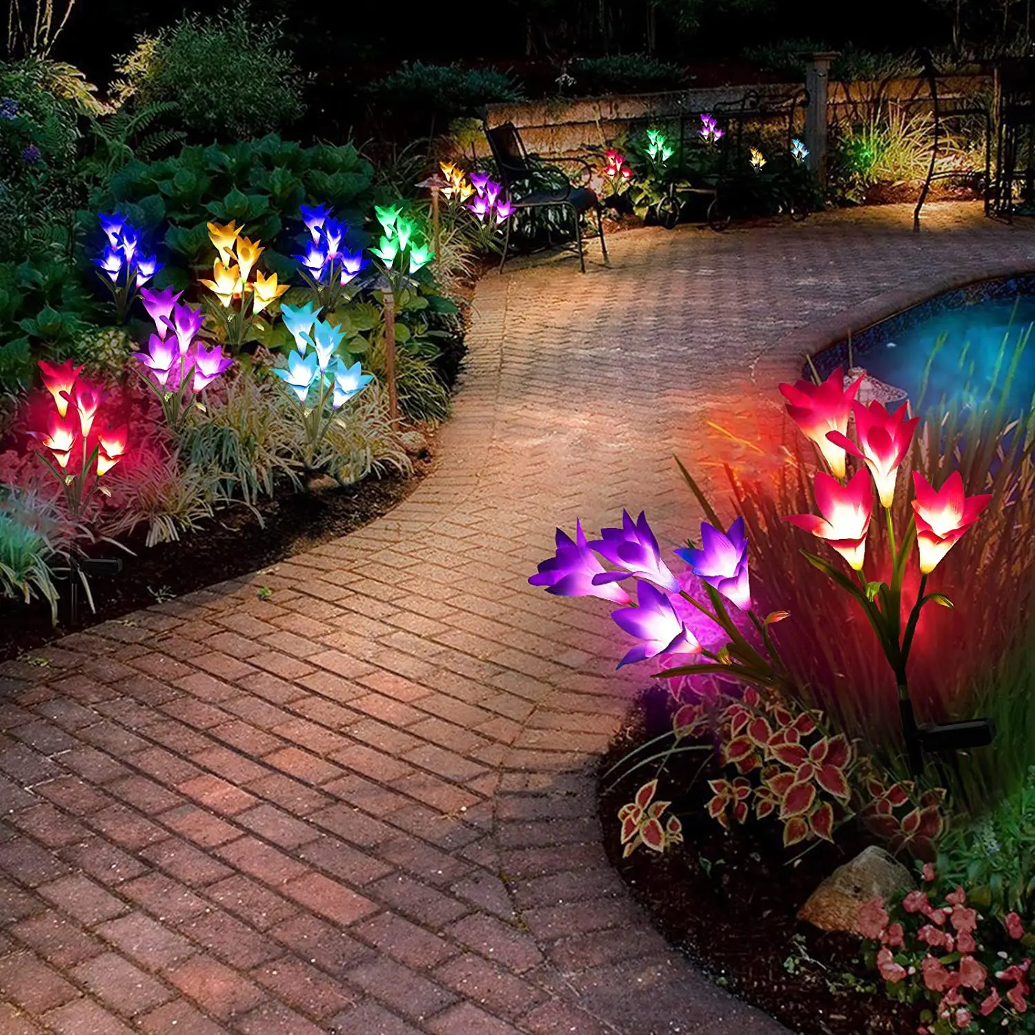 4 Pa Solar Lawn Light Outdoor Garden Flower Decorative Light Water-proof Bight L - £90.78 GBP