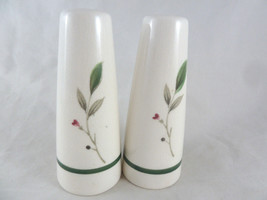 Vintage Japan Salt and Pepper Shakers 5&quot; Tall elegant white with leaves - $11.87