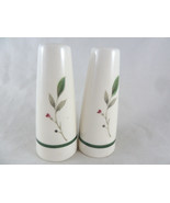 Vintage Japan Salt and Pepper Shakers 5&quot; Tall elegant white with leaves - $16.23 CAD