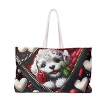 Weekender Bag, Cute Dog, Poodle Valentines Day, Large Weekender Bag, Beach Bag,  - £38.66 GBP