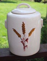 Vintage McCoy Mid Century Eames Era Wheat Ceramic Pottery Cookie Jar Lid - £55.38 GBP