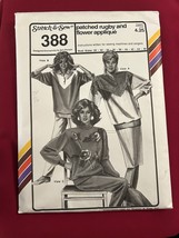 Vtg 1989 Stretch &amp; Sew 388 Patched Rugby  &amp; Flower Appliqué Uncut FF - $7.92